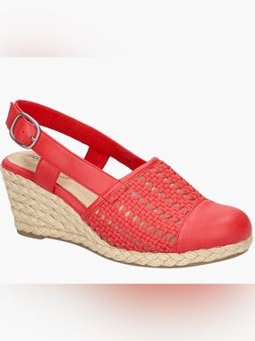 easy street Red Woven Espadrille Slingback Wedge Size 7